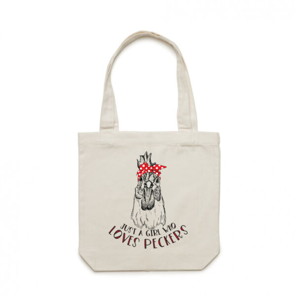 'Just a Girl Who Loves Peckers' Canvas Shopping Bag Thumbnail